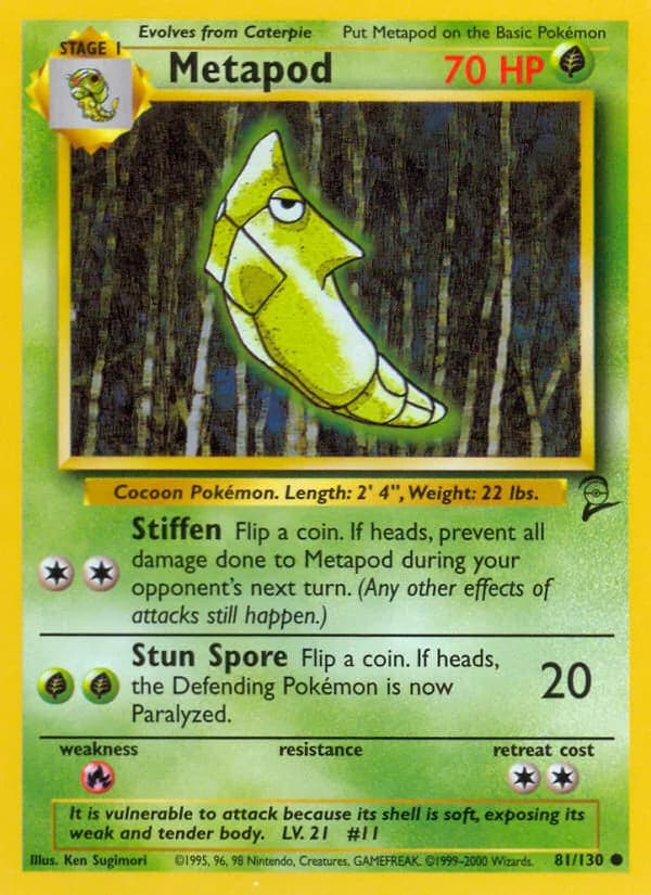 Metapod card front, Base Set 2 81/130