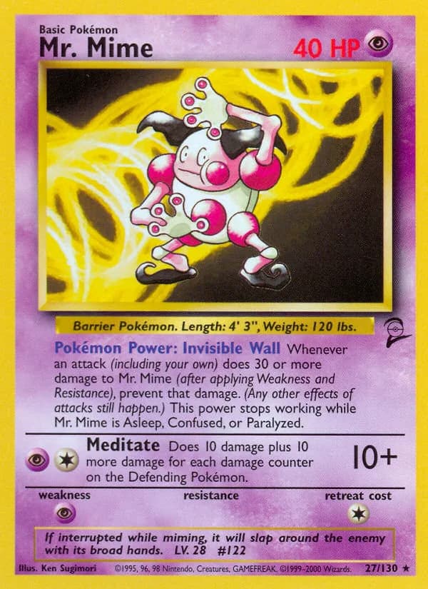 Mr. Mime card front, Base Set 2 27/130