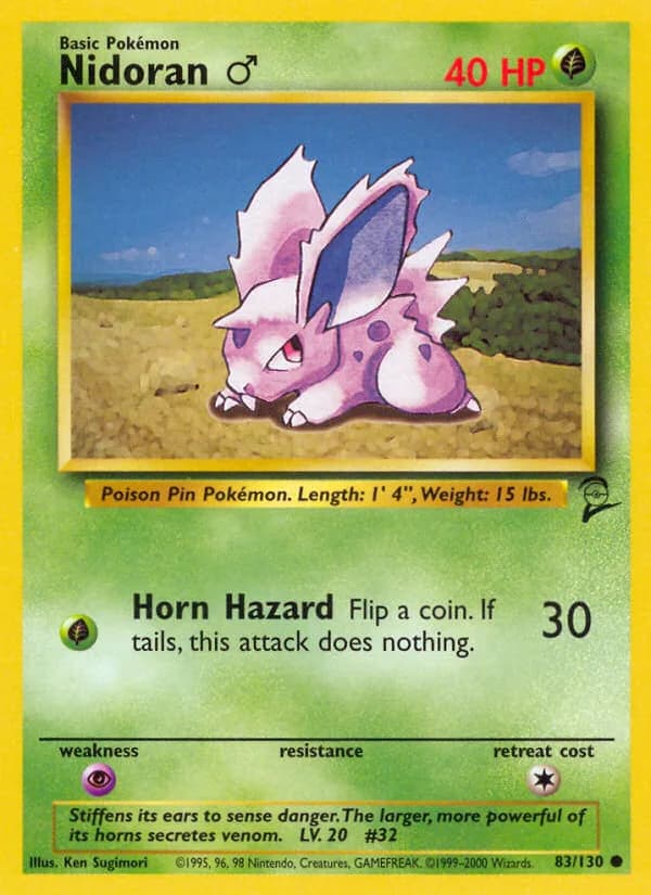 Nidoran♂ card front, Base Set 2 83/130
