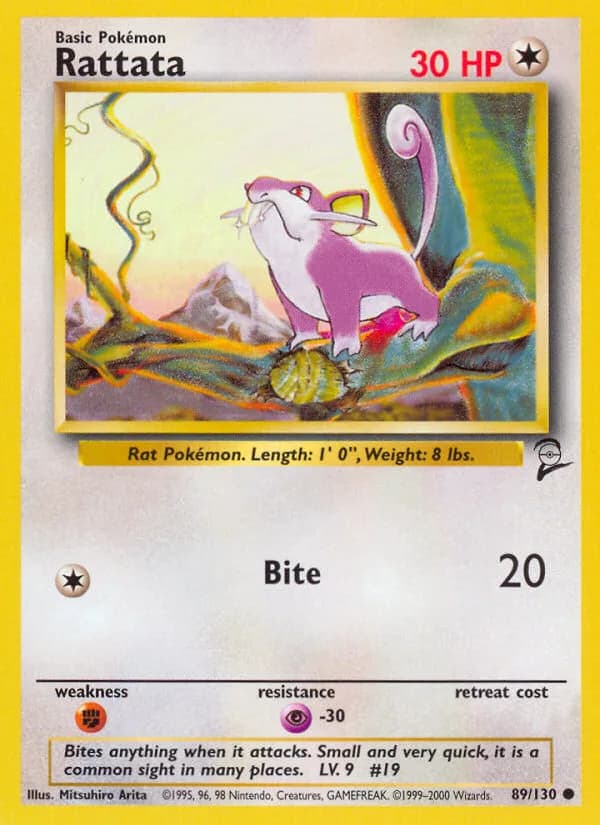 Rattata card front, Base Set 2 89/130