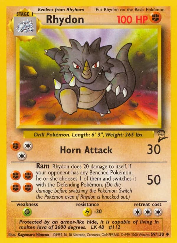 Rhydon card front, Base Set 2 59/130