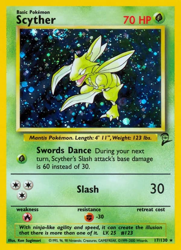 Scyther card front, Base Set 2 17/130