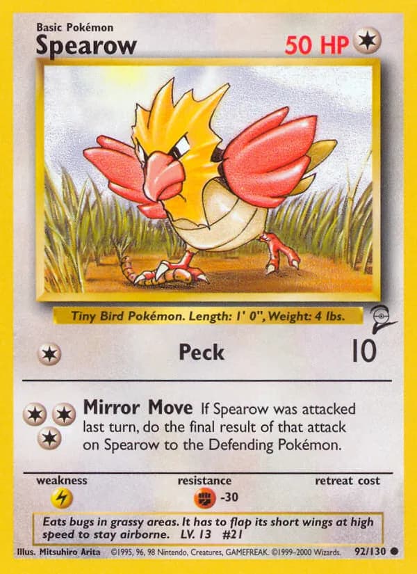 Spearow card front, Base Set 2 92/130