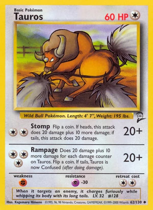 Tauros card front, Base Set 2 62/130