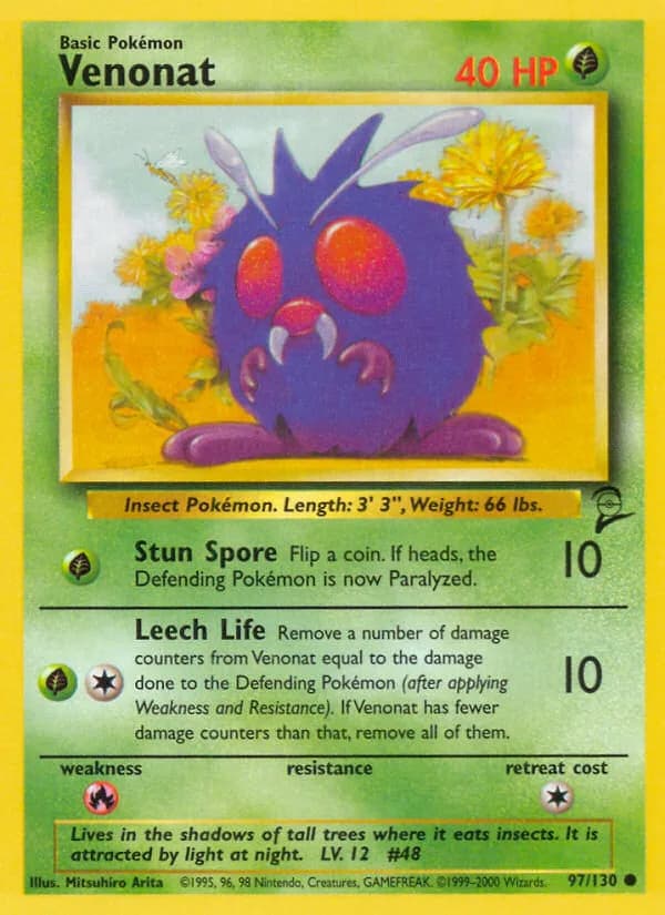 Venonat card front, Base Set 2 97/130