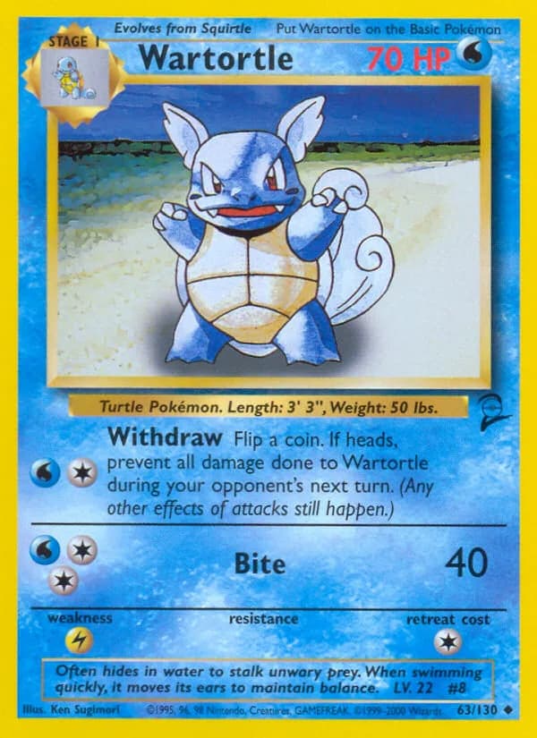 Wartortle card front, Base Set 2 63/130