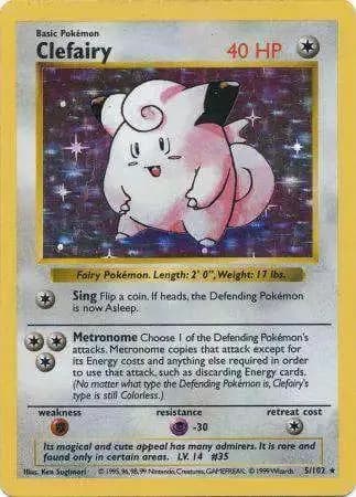 Shadowless Clefairy card front, Base Set 5/102