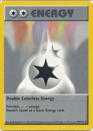 Shadowless Double Colorless Energy card front, Base Set 96/102