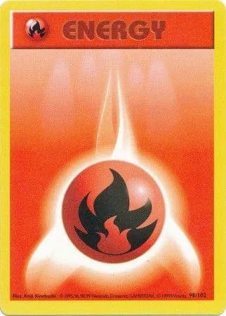 Shadowless Fire Energy card front, Base Set 98/102
