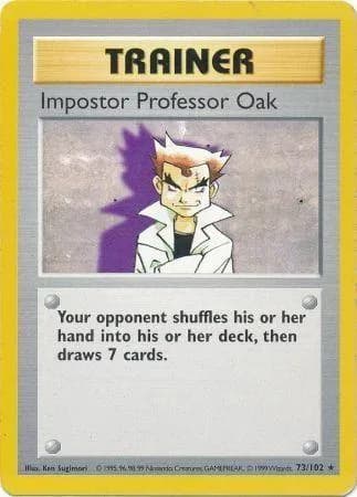 Shadowless Imposter Professor Oak card front, Base Set 73/102
