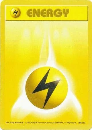 Shadowless Lightning Energy card front, Base Set 100/102
