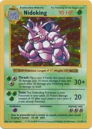 Shadowless Nidoking card front, Base Set 11/102