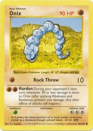 Shadowless Onix card front, Base Set 56/102