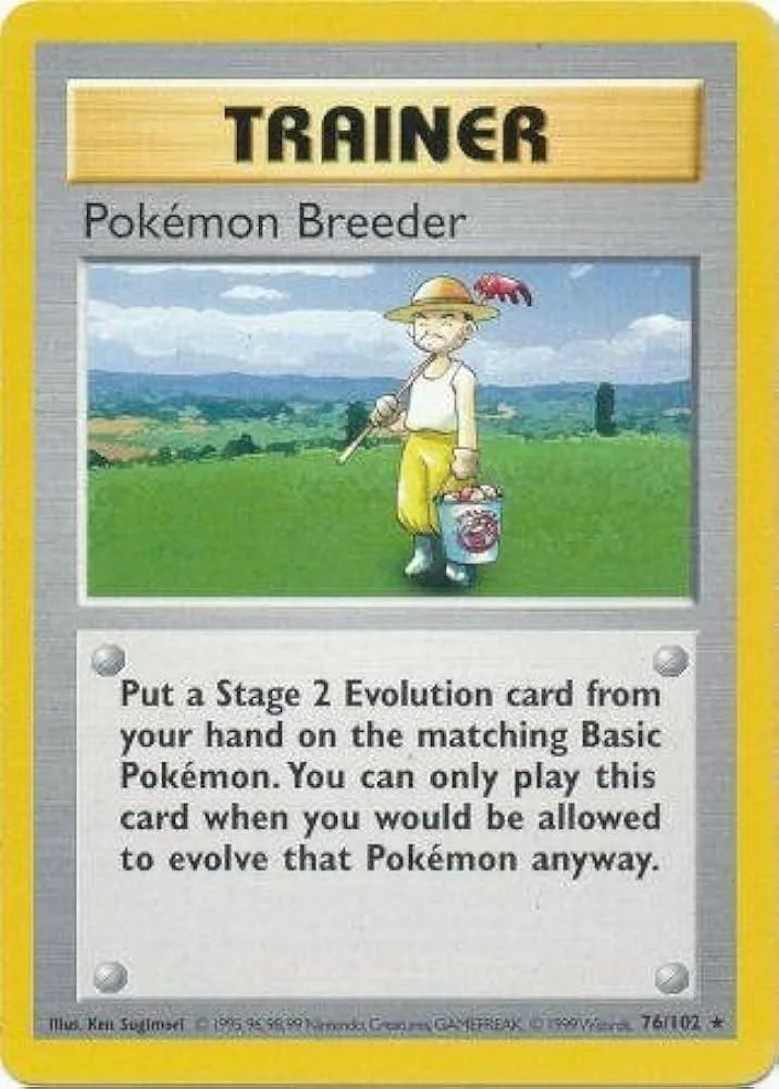 Shadowless Pokémon Breeder card front, Base Set 76/102