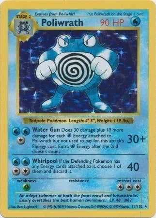 Shadowless Poliwrath card front, Base Set 13/102