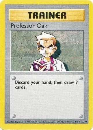 Shadowless Professor Oak card front, Base Set 88/102