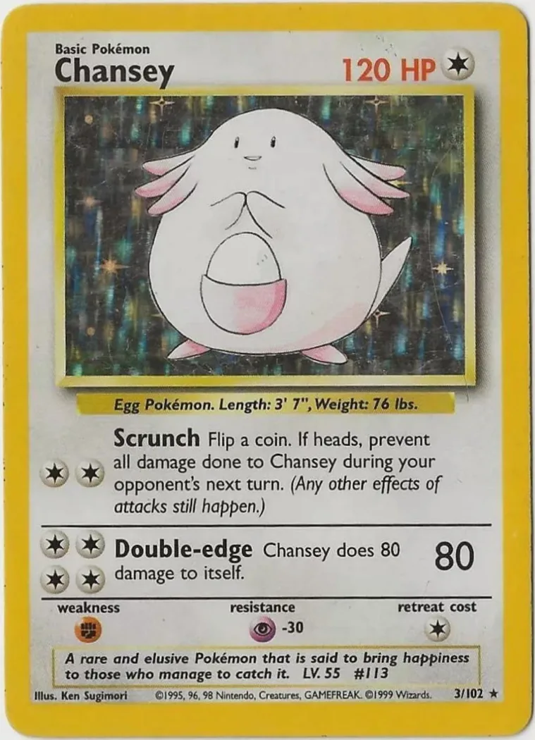 Unlimited Chansey card front, Base Set 3/102