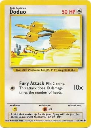 Unlimited Doduo card front, Base Set 48/102