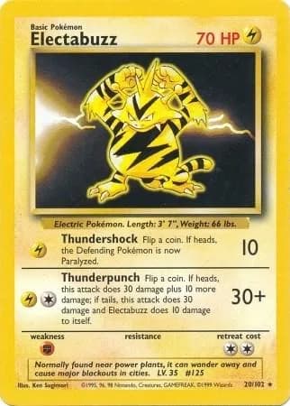 Unlimited Electabuzz card front, Base Set 20/102
