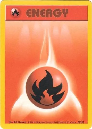 Unlimited Fire Energy card front, Base Set 98/102