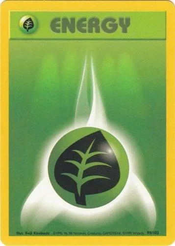 Unlimited Grass Energy card front, Base Set 99/102