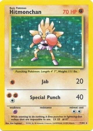 Unlimited Hitmonchan card front, Base Set 7/102