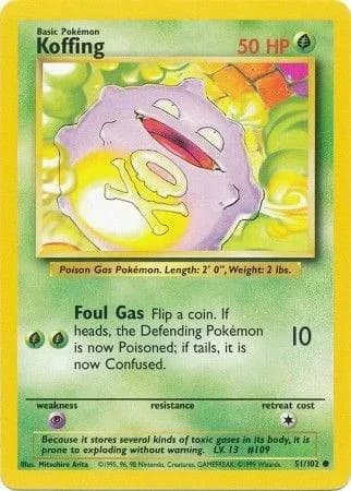 Unlimited Koffing card front, Base Set 51/102