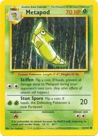 Unlimited Metapod card front, Base Set 54/102