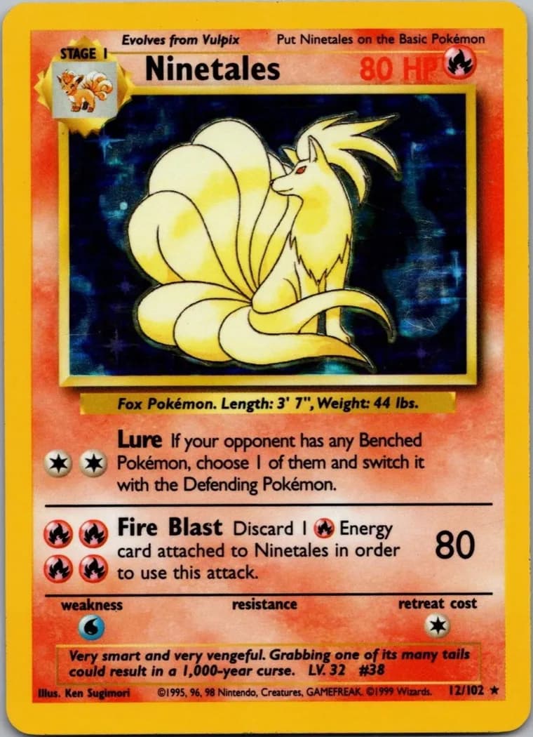 Unlimited Ninetales card front, Base Set 12/102