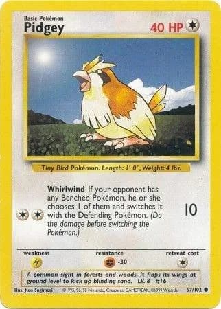 Unlimited Pidgey card front, Base Set 57/102