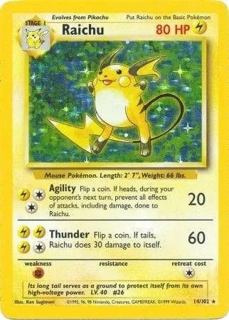 Unlimited Raichu card front, Base Set 14/102