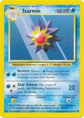 Unlimited Starmie card front, Base Set 64/102