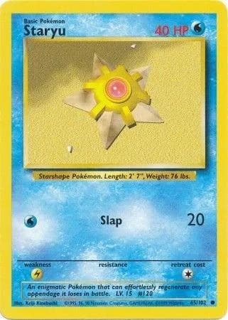 Unlimited Staryu card front, Base Set 65/102