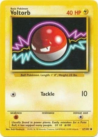 Unlimited Voltorb card front, Base Set 67/102