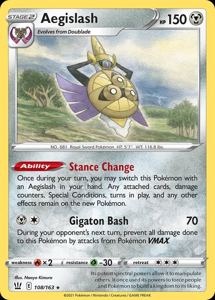 Aegislash card front, Battle Styles 108/163