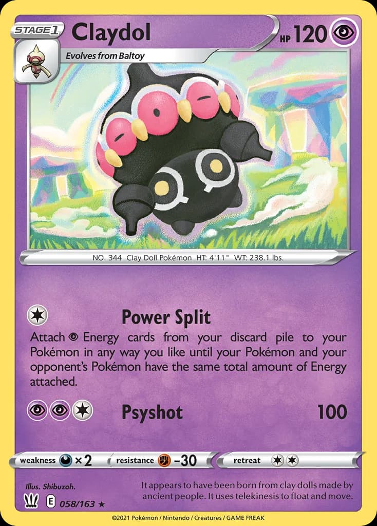 Battle Styles Claydol card front, 58/163