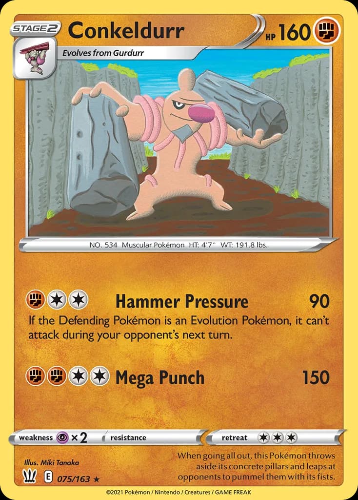 Battle Styles Conkeldurr card front, 75/163