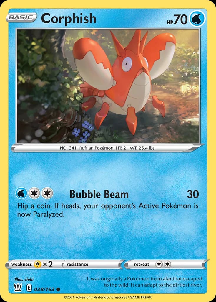 Battle Styles Corphish card front, 38/163