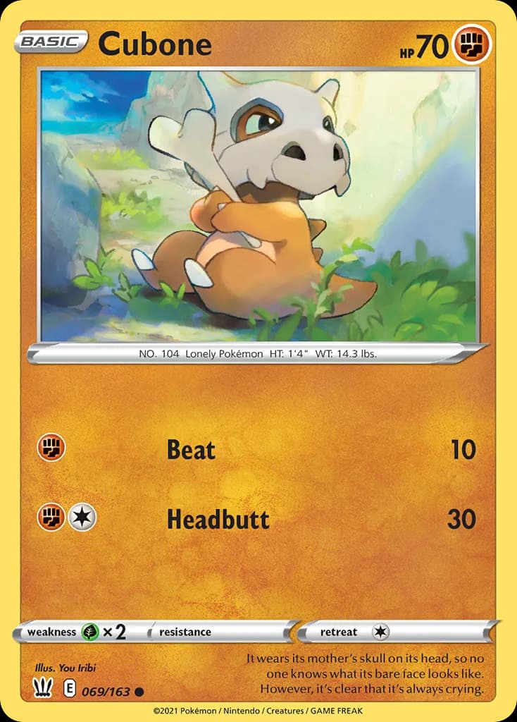 Battle Styles Cubone card front, 69/163