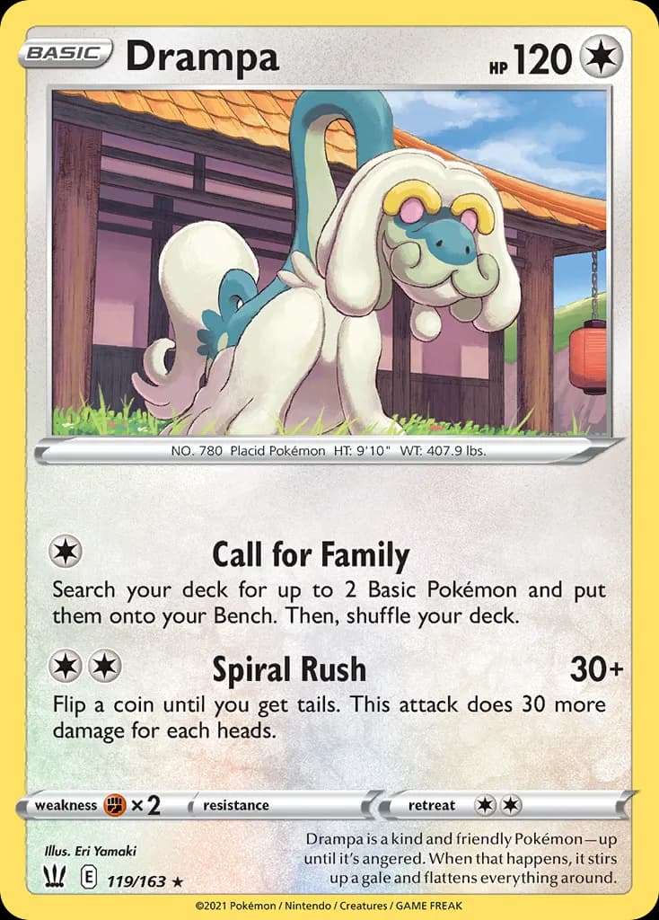Battle Styles Drampa card front, 119/163