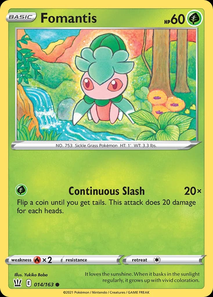 Battle Styles Fomantis card front, 14/163