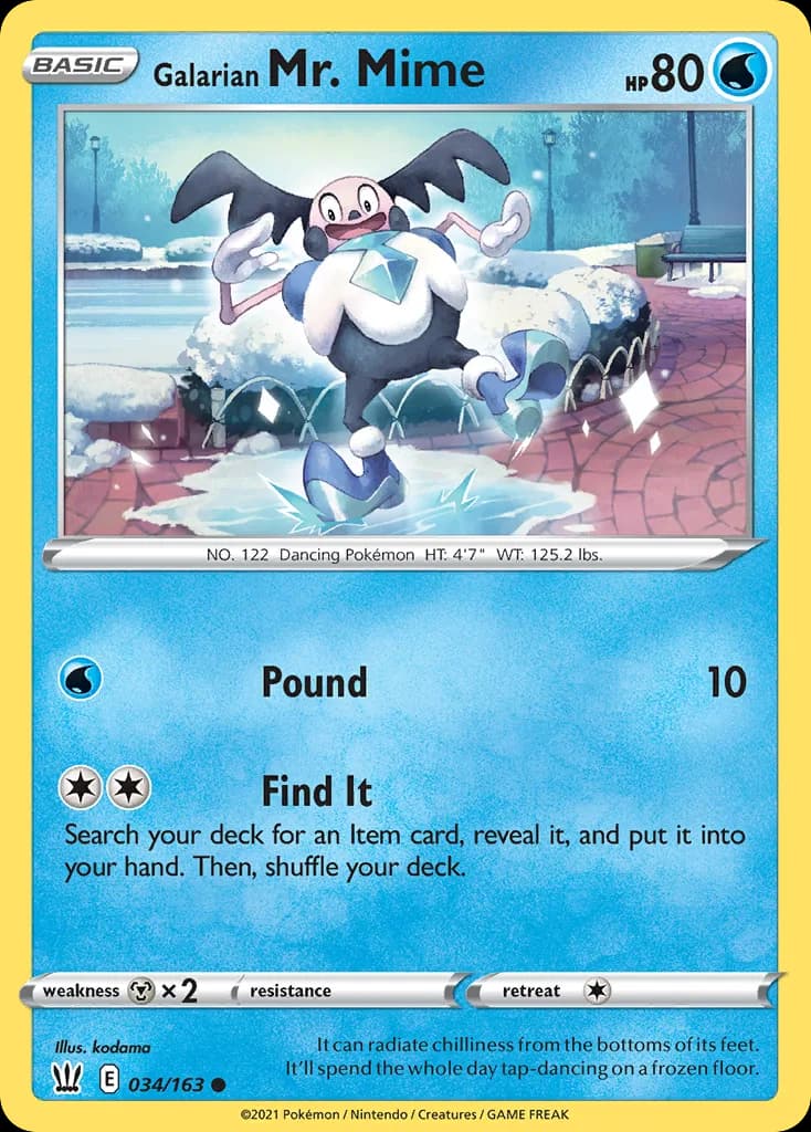 Battle Styles Galarian Mr. Mime card front, 34/163