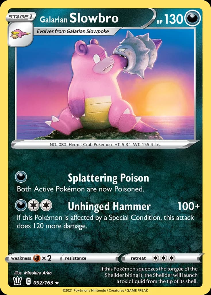 Battle Styles Galarian Slowbro card front, 92/163