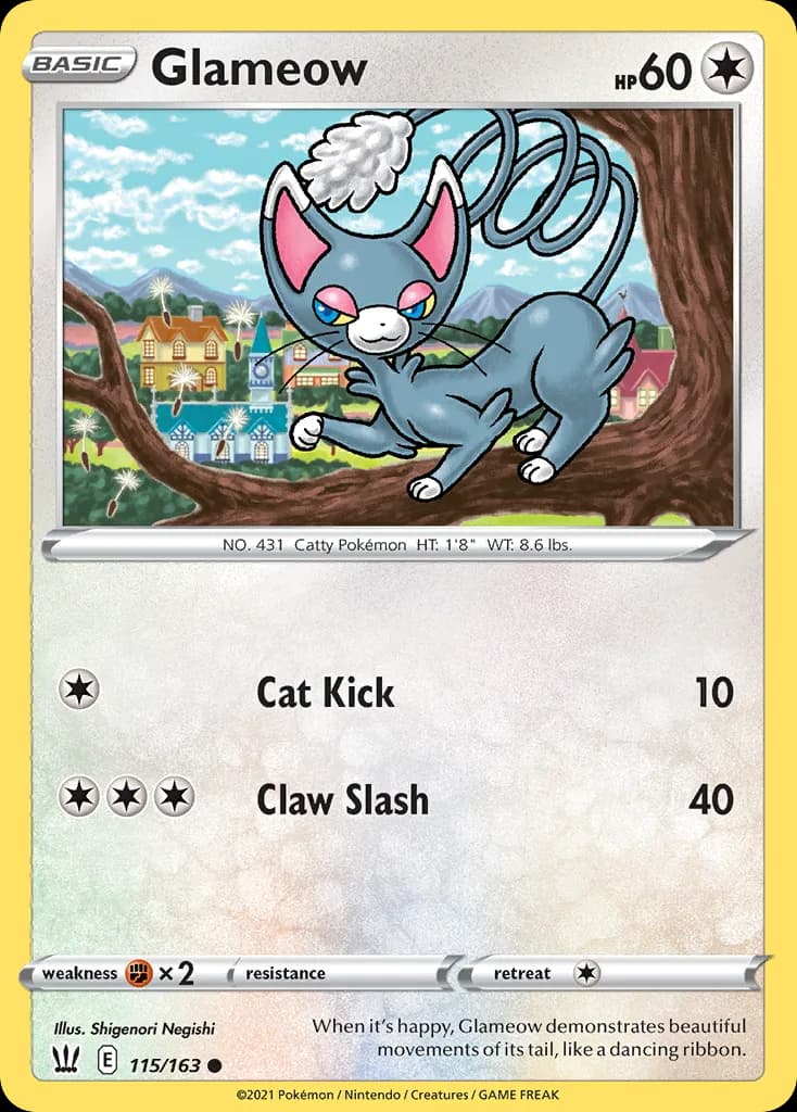 Battle Styles Glameow card front, 115/163