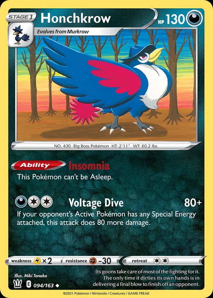 Battle Styles Honchkrow card front, 94/163