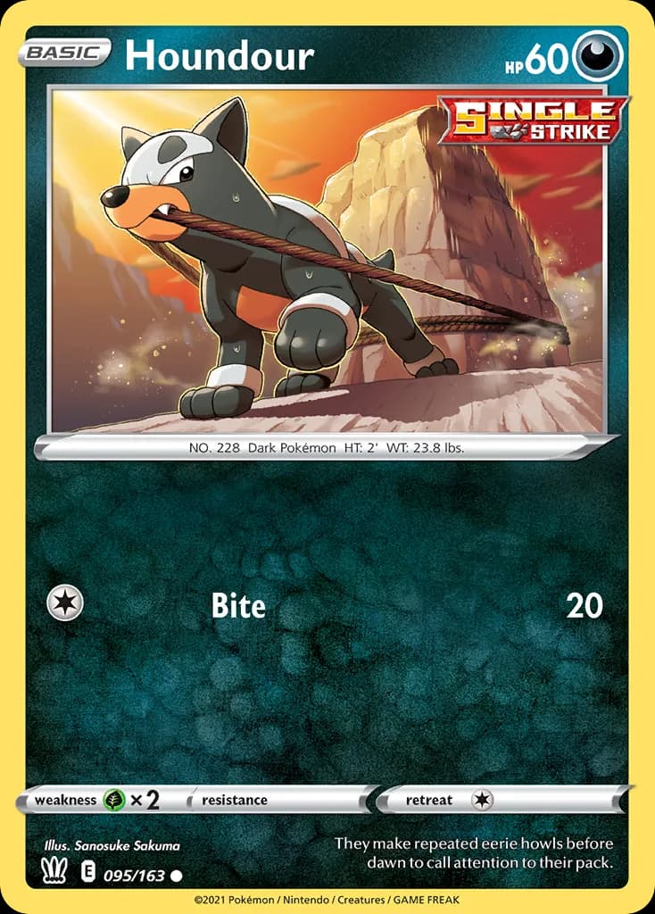 Battle Styles Houndour card front, 95/163