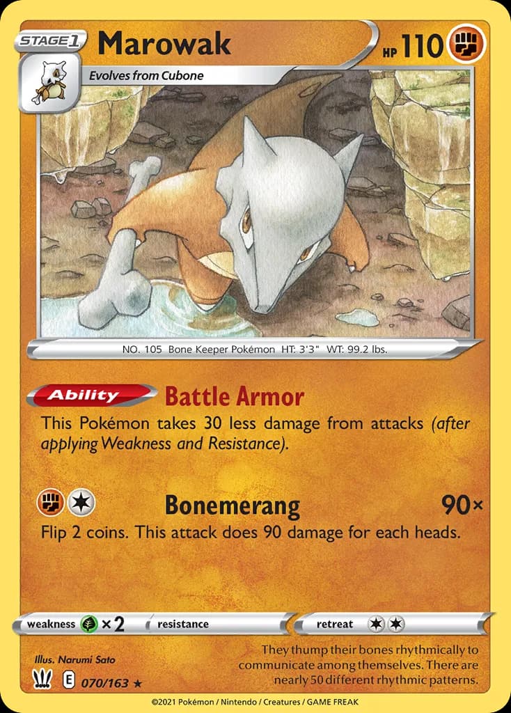 Battle Styles Marowak card front, 70/163