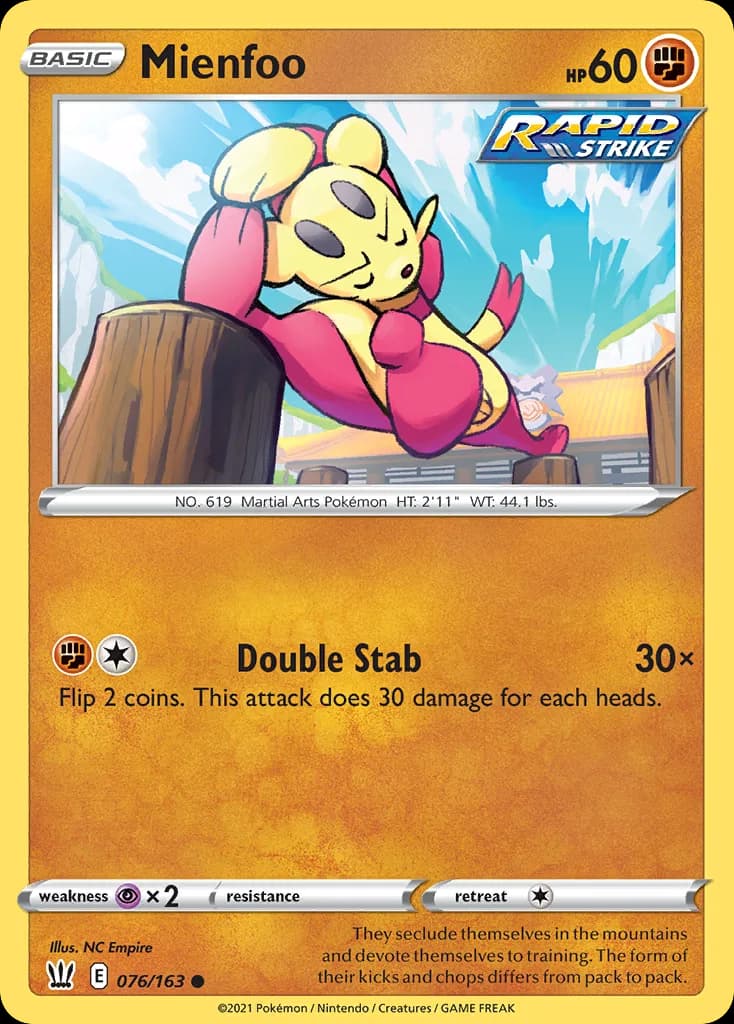 Battle Styles Mienfoo card front, 76/163
