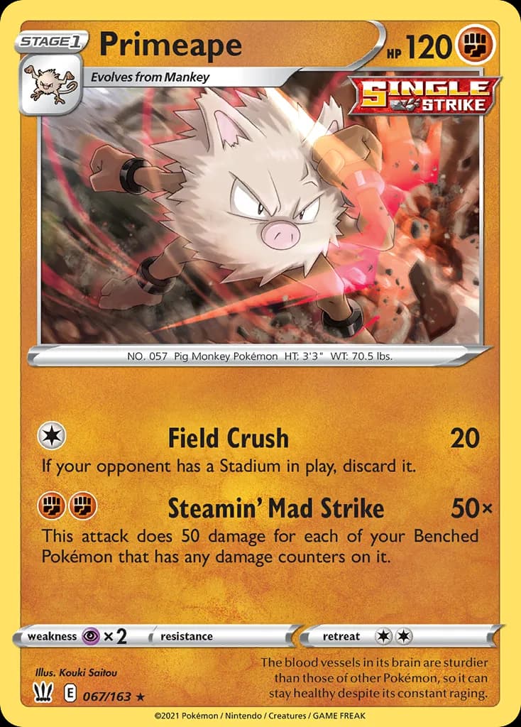 Battle Styles Primeape card front, 67/163