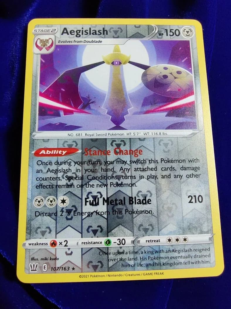 Aegislash reverse holo card front, Battle Styles 107/163
